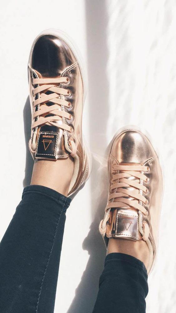 Rose gold shiny shoes