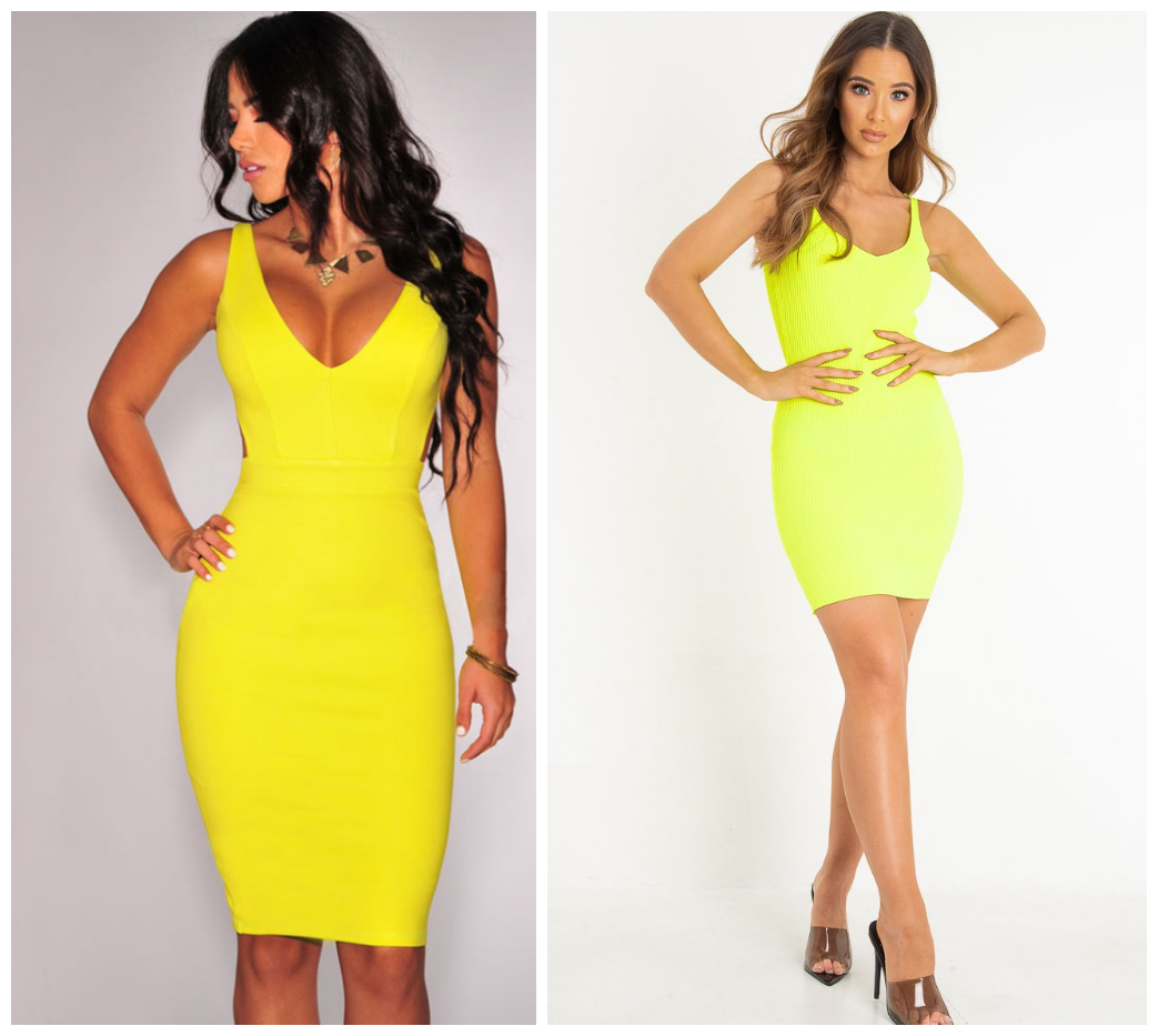 Yellow v-neck dresses