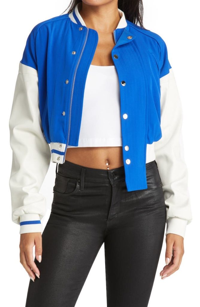 Colorblock Crop Bomber Jacket